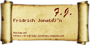 Fridrich Jonatán névjegykártya